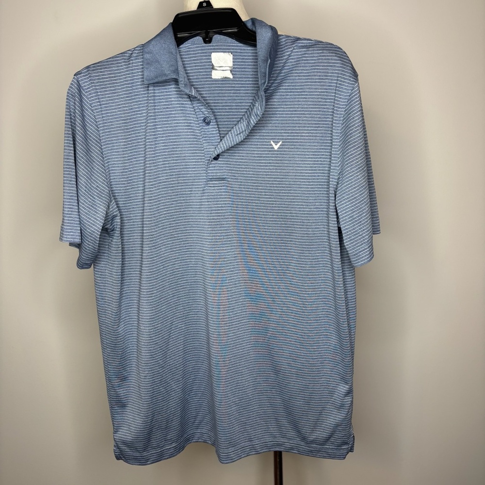 Callaway - Blue & White Striped Golf Polo